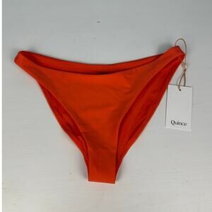 Quince Italian High Leg Bikini Bottom Orange Size Small NEW NWT